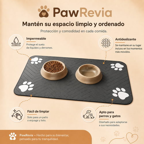 Alfombrilla Impermeable Antideslizante para Comedero de Perro y Gato