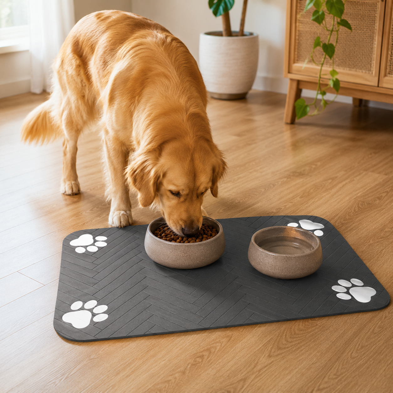 Alfombrilla Impermeable Antideslizante para Comedero de Perro y Gato
