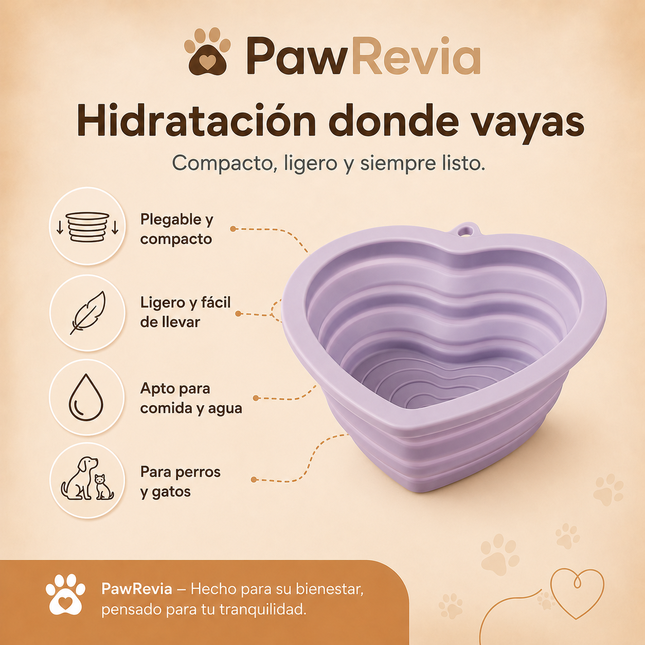 Cuenco Plegable de Viaje para Perros y Gatos