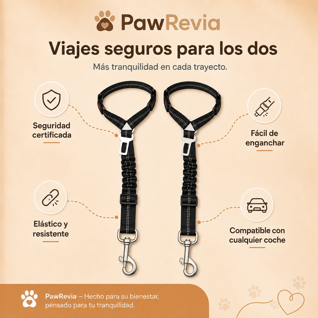 Pack de 2 Correas Elásticas de Sujeción para Coche