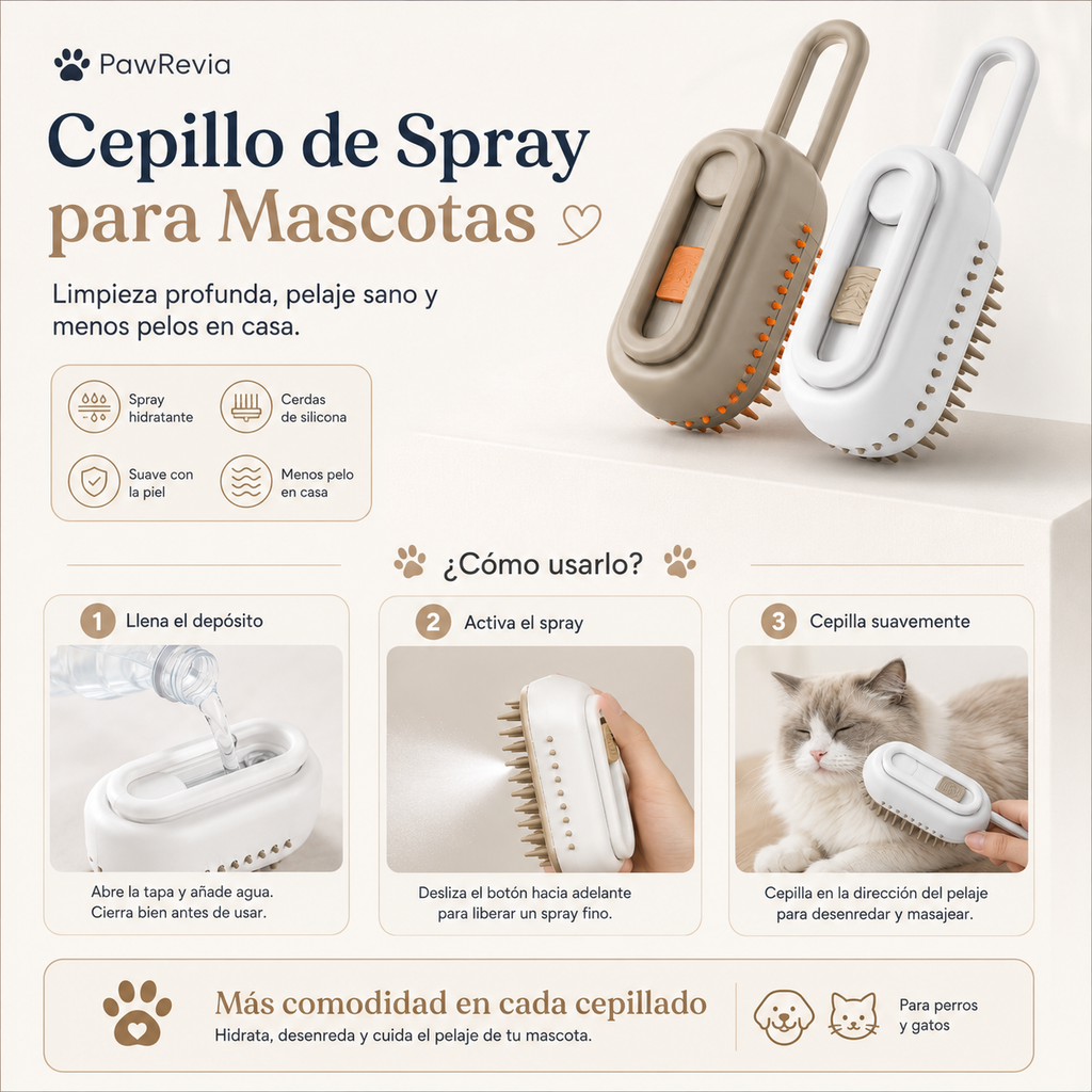 Cepillo Vaporizador para Perros y Gatos