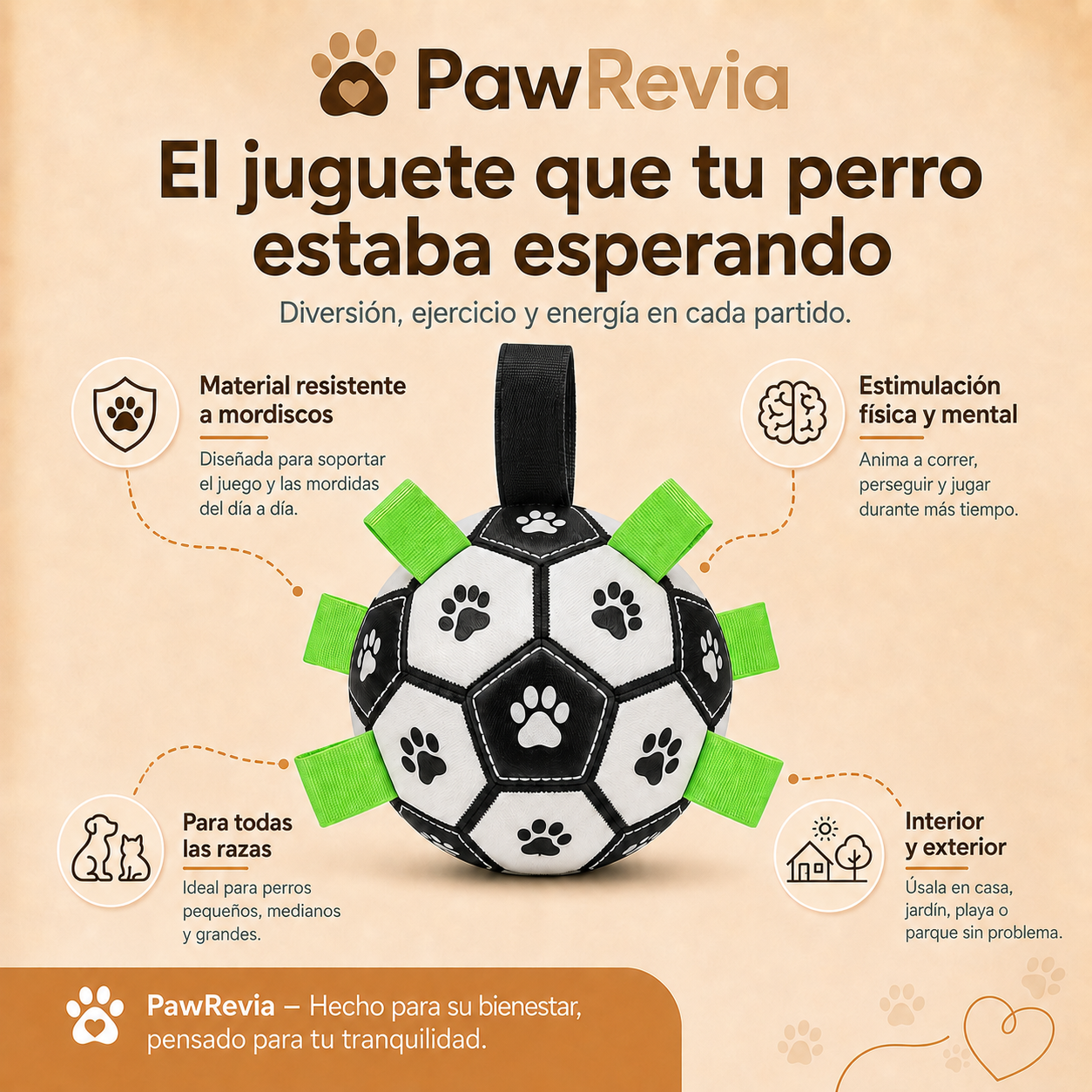 Pelota de Fútbol Interactiva para Perros