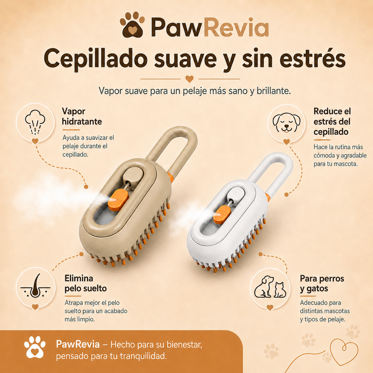 Cepillo Vaporizador para Perros y Gatos
