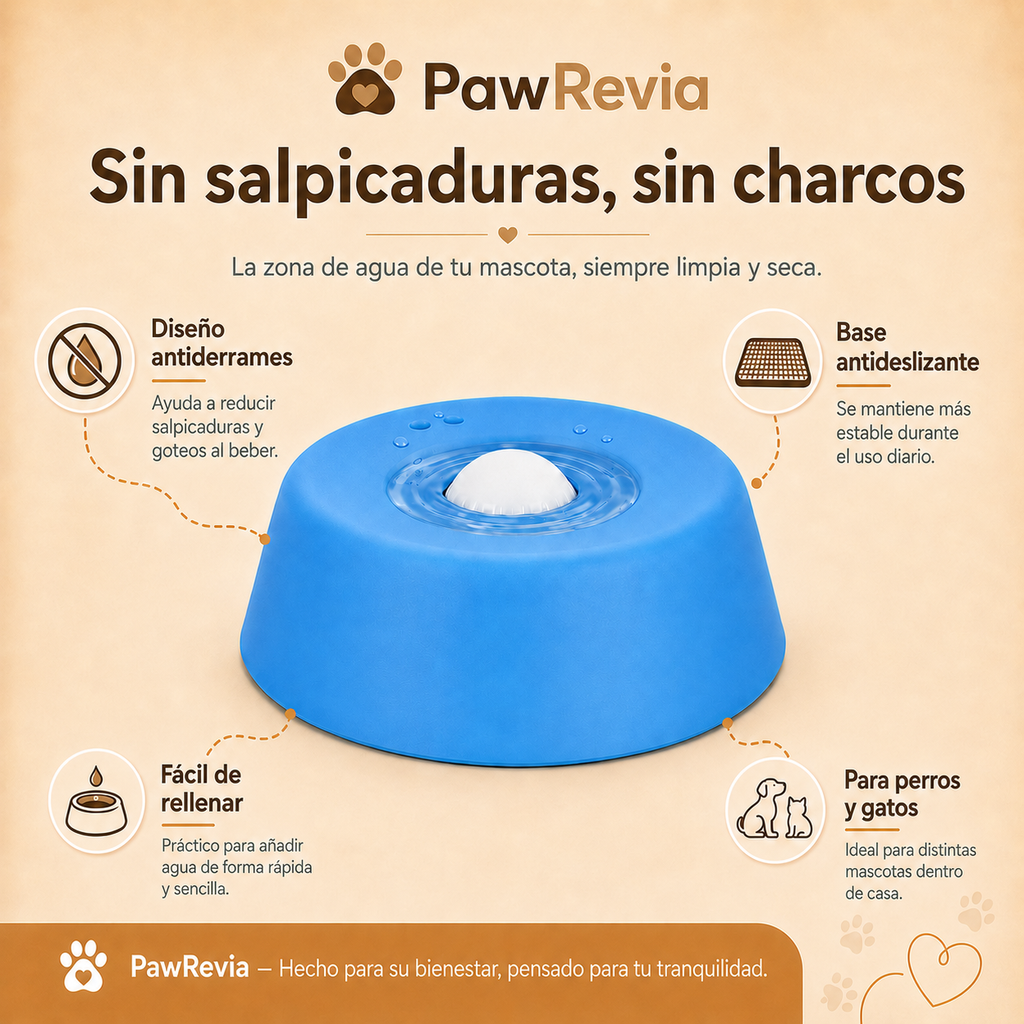 Bebedero Antiderrames para Perros y Gatos
